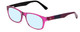 Profile View of Ann Taylor ATR040 Designer Progressive Lens Blue Light Blocking Eyeglasses in Crystal Purple Hot Pink Fuchsia Stripe Ladies Classic Full Rim Acetate 52 mm