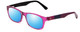 Profile View of Ann Taylor ATR040 Designer Polarized Sunglasses with Custom Cut Blue Mirror Lenses in Crystal Purple Hot Pink Fuchsia Stripe Ladies Classic Full Rim Acetate 52 mm