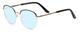 Profile View of Scott&Zelda SZ7429 Designer Blue Light Blocking Eyeglasses in Satin Black Silver Glitter Tips Unisex Round Full Rim Metal 50 mm