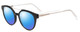 Profile View of Scott&Zelda SZ7431 Designer Polarized Reading Sunglasses with Custom Cut Powered Blue Mirror Lenses in Gloss Black Silver Crystal Tips Unisex Oval Full Rim Acetate 50 mm