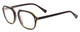 Profile View of Scott&Zelda SZ7442 Designer Reading Eye Glasses with Custom Cut Powered Lenses in Navy Blue Cobalt Silver Triple Layer Brown Unisex Square Full Rim Acetate 52 mm