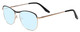 Profile View of Scott&Zelda SZ7451 Designer Progressive Lens Blue Light Blocking Eyeglasses in Matte Black Gold Gloss Tips Unisex Classic Full Rim Metal 55 mm