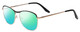 Profile View of Scott&Zelda SZ7451 Designer Polarized Reading Sunglasses with Custom Cut Powered Green Mirror Lenses in Matte Black Gold Gloss Tips Unisex Classic Full Rim Metal 55 mm