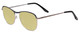 Profile View of Scott&Zelda SZ7451 Designer Polarized Reading Sunglasses with Custom Cut Powered Sun Flower Yellow Lenses in Matte Blue Gun Metal Silver Black Tips Unisex Classic Full Rim Metal 55 mm