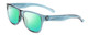 Profile View of Smith Optics Lowdown Slim 2 Designer Polarized Reading Sunglasses with Custom Cut Powered Green Mirror Lenses in Crystal Stone Green Blue Unisex Classic Full Rim Acetate 53 mm