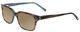Profile View of Jones New York J753 Designer Polarized Sunglasses with Custom Cut Amber Brown Lenses in Brown Marble Crystal Azure Blue Unisex Square Full Rim Acetate 52 mm