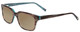 Profile View of Jones New York J753 Designer Polarized Reading Sunglasses with Custom Cut Powered Amber Brown Lenses in Brown Marble Crystal Azure Blue Unisex Square Full Rim Acetate 52 mm
