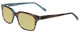 Profile View of Jones New York J753 Designer Polarized Reading Sunglasses with Custom Cut Powered Sun Flower Yellow Lenses in Brown Marble Crystal Azure Blue Unisex Square Full Rim Acetate 52 mm
