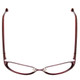 Top View of Jones New York J475 Designer Reading Eye Glasses with Custom Cut Powered Lenses in Burgundy Red Ladies Cateye Full Rim Metal 53 mm