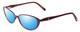 Profile View of Jones New York J475 Designer Polarized Sunglasses with Custom Cut Blue Mirror Lenses in Burgundy Red Ladies Cateye Full Rim Metal 53 mm