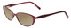 Profile View of Jones New York J475 Designer Polarized Sunglasses with Custom Cut Amber Brown Lenses in Burgundy Red Ladies Cateye Full Rim Metal 53 mm