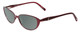 Profile View of Jones New York J475 Designer Polarized Sunglasses with Custom Cut Smoke Grey Lenses in Burgundy Red Ladies Cateye Full Rim Metal 53 mm