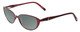 Profile View of Jones New York J475 Designer Polarized Reading Sunglasses with Custom Cut Powered Smoke Grey Lenses in Burgundy Red Ladies Cateye Full Rim Metal 53 mm