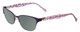 Profile View of Lucky Brand D100 Designer Polarized Sunglasses with Custom Cut Smoke Grey Lenses in Purple Cheetah Lavender Ladies Oval Full Rim Metal 52 mm