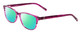Profile View of Jones New York J759 Designer Polarized Reading Sunglasses with Custom Cut Powered Green Mirror Lenses in Pink Crystal Stripe Ladies Classic Full Rim Acetate 52 mm