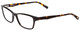 Profile View of Jones New York J230 Designer Single Vision Prescription Rx Eyeglasses in Black Tortoise Alligator Skin Print Ladies Square Full Rim Acetate 48 mm