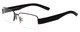 Profile View of Porsche Designs P8203-B Designer Reading Eye Glasses with Custom Cut Powered Lenses in Matte Black Unisex Rectangle Semi-Rimless Titanium 54 mm
