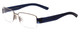Profile View of Porsche P8203-C Unisex Semi-Rimless Designer Reading Glasses Titanium Blue 54 mm