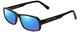 Profile View of Porsche Designs P8215-A Designer Polarized Sunglasses with Custom Cut Blue Mirror Lenses in Black Carbon Fiber Unisex Square Full Rim Acetate 55 mm