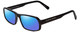 Profile View of Porsche Designs P8215-A Designer Polarized Reading Sunglasses with Custom Cut Powered Blue Mirror Lenses in Black Carbon Fiber Unisex Square Full Rim Acetate 55 mm