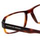 Close Up View of Porsche Designs P8215-B Designer Reading Eye Glasses with Custom Cut Powered Lenses in Havana Tortoise Brown Gold Carbon Fiber Unisex Square Full Rim Acetate 55 mm