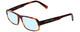 Profile View of Porsche Designs P8215-B Designer Progressive Lens Blue Light Blocking Eyeglasses in Havana Tortoise Brown Gold Carbon Fiber Unisex Square Full Rim Acetate 55 mm