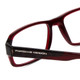 Close Up View of Porsche Designs P8215-D Designer Reading Eye Glasses with Custom Cut Powered Lenses in Crystal Burgundy Red Carbon Fiber Unisex Square Full Rim Acetate 55 mm