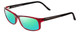 Profile View of Porsche Designs P8243-C Designer Polarized Reading Sunglasses with Custom Cut Powered Green Mirror Lenses in Crystal Cherry Red Matte Black Unisex Oval Full Rim Acetate 54 mm