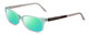 Profile View of Porsche Designs P8247-B Designer Polarized Reading Sunglasses with Custom Cut Powered Green Mirror Lenses in Crystal Azure Aqua Blue Grey Unisex Oval Full Rim Acetate 55 mm