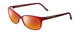 Profile View of Porsche Designs P8247-D Designer Polarized Sunglasses with Custom Cut Red Mirror Lenses in Crystal Red Matte Burgundy Unisex Oval Full Rim Acetate 55 mm