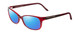 Profile View of Porsche Designs P8247-D Designer Polarized Sunglasses with Custom Cut Blue Mirror Lenses in Crystal Red Matte Burgundy Unisex Oval Full Rim Acetate 55 mm