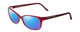 Profile View of Porsche Designs P8247-D Designer Polarized Reading Sunglasses with Custom Cut Powered Blue Mirror Lenses in Crystal Red Matte Burgundy Unisex Oval Full Rim Acetate 55 mm