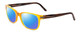 Profile View of Porsche Designs P8250-B Designer Polarized Reading Sunglasses with Custom Cut Powered Blue Mirror Lenses in Honey Yellow Orange Chocolate Brown Marble Unisex Oval Full Rim Acetate 55 mm