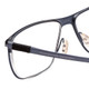 Close Up View of Porsche Designs P8276-D Designer Reading Eye Glasses with Custom Cut Powered Lenses in Satin Blue Black Unisex Square Full Rim Metal 57 mm
