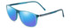 Profile View of Porsche Designs P8278-B Designer Polarized Sunglasses with Custom Cut Blue Mirror Lenses in Crystal Azure Turquoise Blue Unisex Square Full Rim Acetate 56 mm