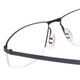 Close Up View of Porsche Designs P8284-C Designer Reading Eye Glasses with Custom Cut Powered Lenses in Satin Steel Blue Black Unisex Rectangle Semi-Rimless Metal 59 mm