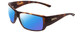 Profile View of Smith Optics Guides Choice Designer Polarized Sunglasses with Custom Cut Blue Mirror Lenses in Matte Tortoise Havana Gold Unisex Rectangle Full Rim Acetate 63 mm