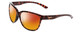 Profile View of Smith Optics Monterey Designer Polarized Sunglasses with Custom Cut Red Mirror Lenses in Tortoise Havana Brown Gold Ladies Cateye Full Rim Acetate 58 mm