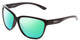 Profile View of Smith Optics Monterey Designer Polarized Reading Sunglasses with Custom Cut Powered Green Mirror Lenses in Gloss Black Ladies Cateye Full Rim Acetate 58 mm