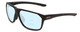 Profile View of Smith Optics Leadout Designer Progressive Lens Blue Light Blocking Eyeglasses in Matte Black Unisex Square Full Rim Acetate 63 mm with Blue Light Zone functionality illustration laid over the lens