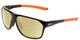 Profile View of Smith Optics Leadout Designer Polarized Reading Sunglasses with Custom Cut Powered Sun Flower Yellow Lenses in Matte Black Cinder Orange Unisex Square Full Rim Acetate 63 mm