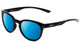 Profile View of Smith Eastbank Round Sunglasses Black Ice Tortoise/CP Polarized Blue Mirror 52mm