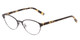 Profile View of Jones New York J137 Designer Blue Light Blocking Eyeglasses in Black & Tokyo Tortoise Havana Brown Gold Unisex Oval Full Rim Metal 49 mm
