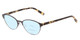 Profile View of Jones New York J137 Designer Progressive Lens Blue Light Blocking Eyeglasses in Black & Tokyo Tortoise Havana Brown Gold Unisex Oval Full Rim Metal 49 mm with Blue Light Zone functionality illustration laid over the lens
