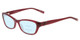 Profile View of Jones New York J226 Designer Progressive Lens Blue Light Blocking Eyeglasses in Burgundy Crystal Red Unisex Cateye Full Rim Acetate 50 mm with Blue Light Zone functionality illustration laid over the lens