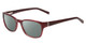 Profile View of Jones New York J748 Designer Polarized Sunglasses with Custom Cut Smoke Grey Lenses in Ruby Crystal Red Silver Unisex Oval Full Rim Acetate 51 mm