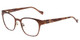 Profile View of Lucky Brand D106 Designer Reading Eye Glasses with Custom Cut Powered Lenses in Brown Satin Tortoise Havana Brown Gold Ladies Classic Full Rim Metal 49 mm