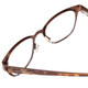 Close Up View of Lucky Brand D106 Designer Reading Eye Glasses with Custom Cut Powered Lenses in Brown Satin Tortoise Havana Brown Gold Ladies Classic Full Rim Metal 49 mm