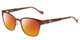 Profile View of Lucky Brand D106 Designer Polarized Sunglasses with Custom Cut Red Mirror Lenses in Brown Satin Tortoise Havana Brown Gold Ladies Classic Full Rim Metal 49 mm
