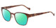Profile View of Lucky Brand D106 Designer Polarized Reading Sunglasses with Custom Cut Powered Green Mirror Lenses in Brown Satin Tortoise Havana Brown Gold Ladies Classic Full Rim Metal 49 mm